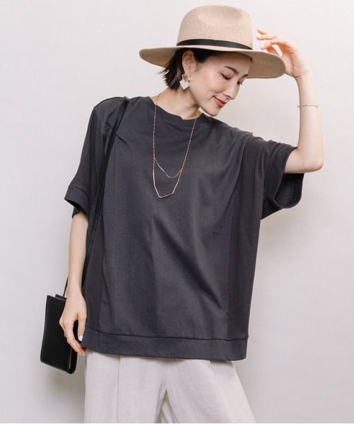 ELVENCE DEUX(エルベンスドゥ)の「2WAYテンジクワッフルPO(Tシャツ/カットソー・レディース・ブラック/ベージュ・MEDIUM)」の11枚目の写真