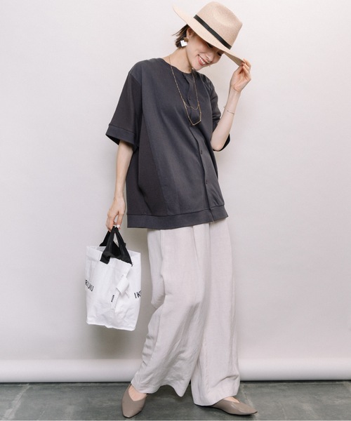 ELVENCE DEUX(エルベンスドゥ)の「2WAYテンジクワッフルPO(Tシャツ/カットソー・レディース・ブラック/ベージュ・MEDIUM)」の8枚目の写真