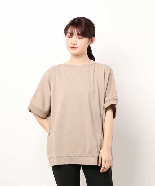 ELVENCE DEUX(エルベンスドゥ)の「2WAYテンジクワッフルPO(Tシャツ/カットソー・レディース・ブラック/ベージュ・MEDIUM)」の7枚目の写真
