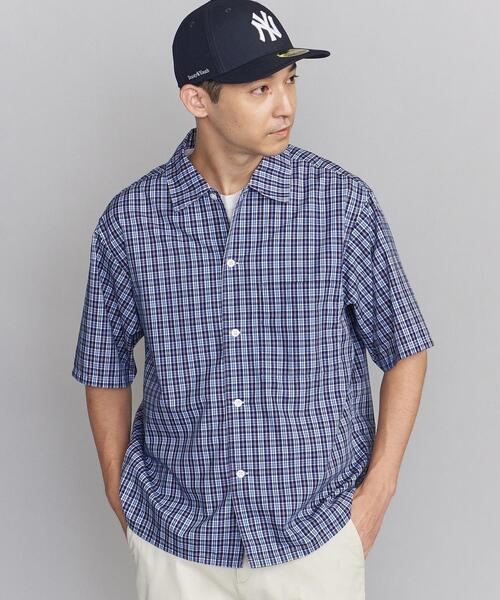BEAUTY&YOUTH UNITED ARROWS（ビューティーアンドユースユナイテッドアローズ）の「BY TC ミニチェック キャンプカラー ビッグシルエット シャツ（シャツ/ブラウス・メンズ・ブラウン/コバルトブルー・SMALL/MEDIUM/LARGE/X-LARGE）」の2枚目の写真