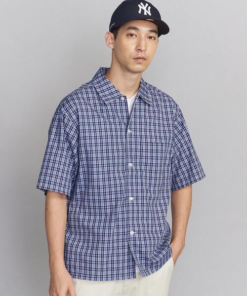 BEAUTY&YOUTH UNITED ARROWS（ビューティーアンドユースユナイテッドアローズ）の「BY TC ミニチェック キャンプカラー ビッグシルエット シャツ（シャツ/ブラウス・メンズ・ブラウン/コバルトブルー・SMALL/MEDIUM/LARGE/X-LARGE）」の3枚目の写真