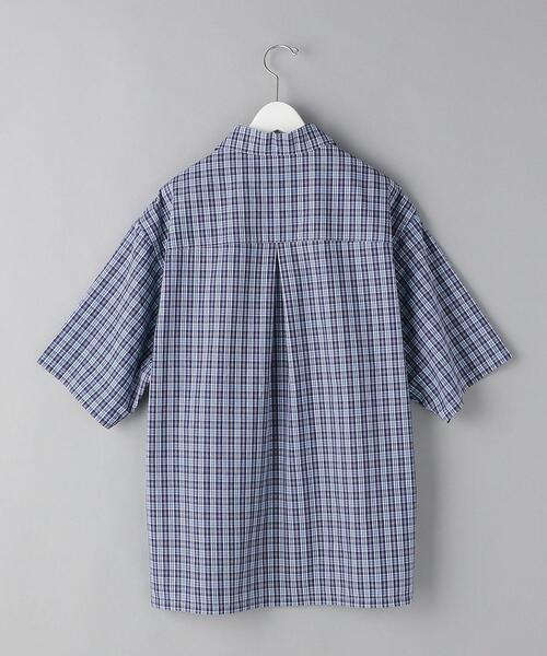 BEAUTY&YOUTH UNITED ARROWS（ビューティーアンドユースユナイテッドアローズ）の「BY TC ミニチェック キャンプカラー ビッグシルエット シャツ（シャツ/ブラウス・メンズ・ブラウン/コバルトブルー・SMALL/MEDIUM/LARGE/X-LARGE）」の4枚目の写真