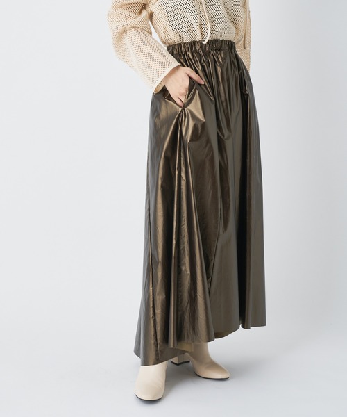 CIAOPANIC(チャオパニック)の「レザーライクギャザースカート(スカート・レディース・ブラック/ブラウン・FREE)」の1枚目の写真