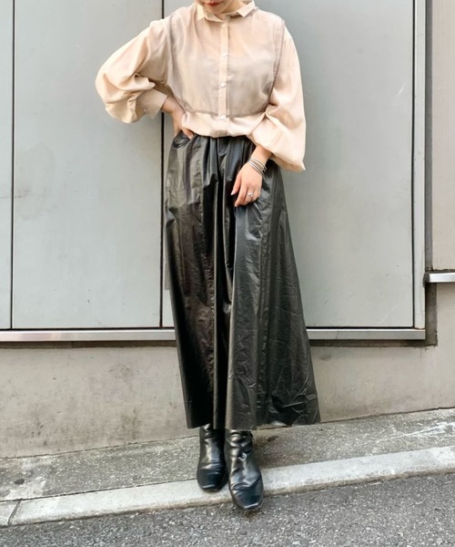 CIAOPANIC(チャオパニック)の「レザーライクギャザースカート(スカート・レディース・ブラック/ブラウン・FREE)」の12枚目の写真