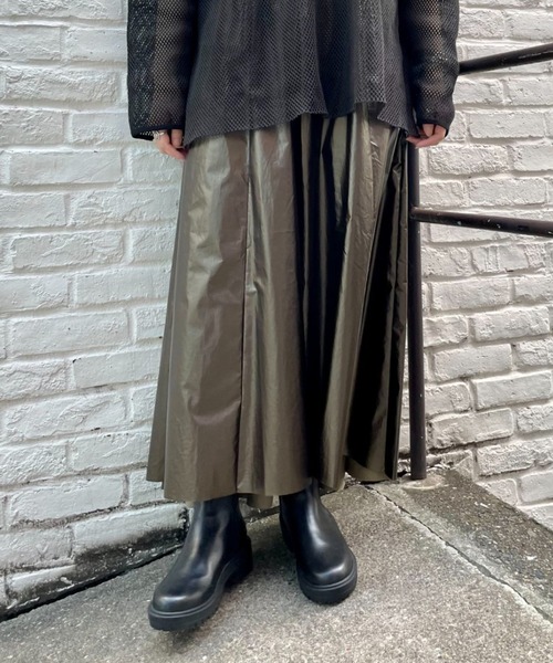 CIAOPANIC(チャオパニック)の「レザーライクギャザースカート(スカート・レディース・ブラック/ブラウン・FREE)」の4枚目の写真