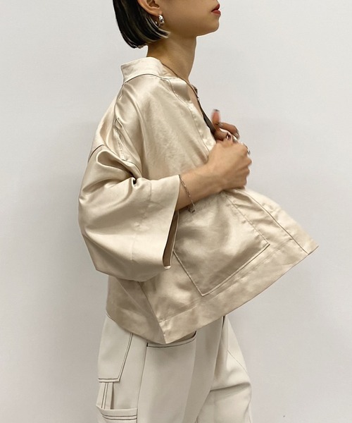 PAGEBOY(ページボーイ)の「CORE / ハイスタンドBOXシャツ(シャツ/ブラウス・レディース・クリーム/ブラック・FREE)」の8枚目の写真