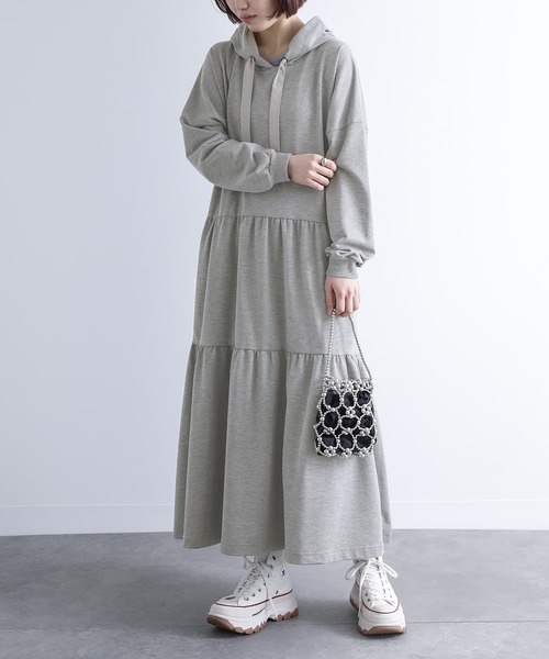 n'OrLABEL（ノアールレーベル）の「『ティアードパーカーワンピース』（ワンピース・レディース・モカ/杢グレー/ブラック・FREE）」の3枚目の写真