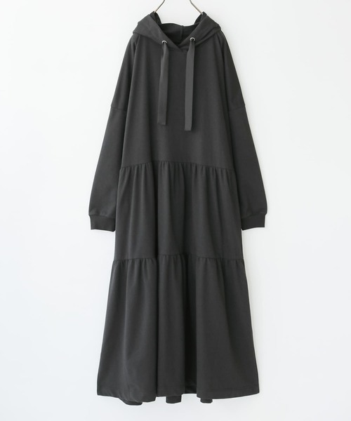 n'OrLABEL（ノアールレーベル）の「『ティアードパーカーワンピース』（ワンピース・レディース・モカ/杢グレー/ブラック・FREE）」の16枚目の写真
