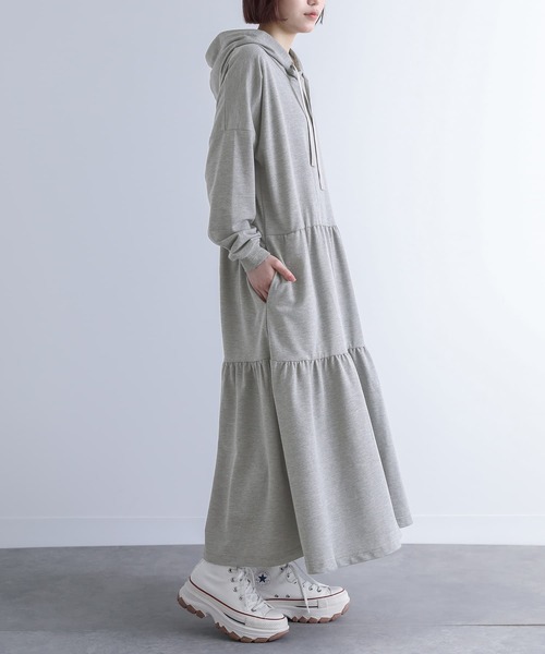 n'OrLABEL（ノアールレーベル）の「『ティアードパーカーワンピース』（ワンピース・レディース・モカ/杢グレー/ブラック・FREE）」の19枚目の写真