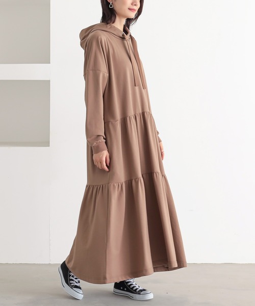 n'OrLABEL（ノアールレーベル）の「『ティアードパーカーワンピース』（ワンピース・レディース・モカ/杢グレー/ブラック・FREE）」の4枚目の写真