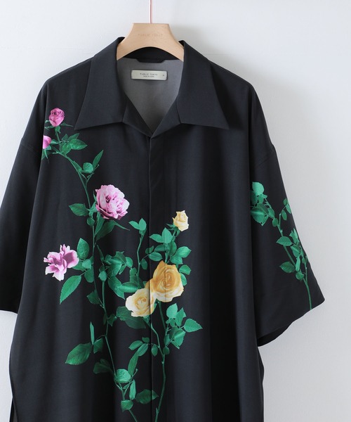 PUBLIC TOKYO（パブリックトウキョウ）の「ダークフラワーシャツ（シャツ/ブラウス・メンズ・ブラック/ホワイト・2/1）」の9枚目の写真