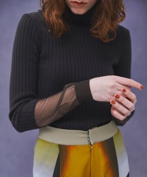 PUBLIC TOKYO | スリーブシアーリブニット(ニット/セーター)