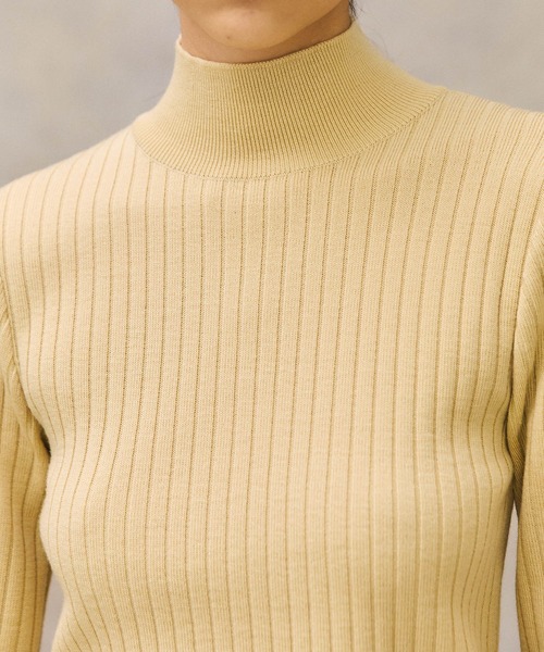 PUBLIC TOKYO（パブリックトウキョウ）の「スリーブシアーリブニット（ニット/セーター・レディース・アイボリー/イエロー/ダークグレー・FREE）」の15枚目の写真