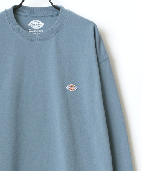 Dickies（ディッキーズ）の「Dickies/ディッキーズ ビッグシルエット ミニロゴワッペン ワンポイント刺繍 ロングスリーブTシャツ/Tトレーナー（Tシャツ/カットソー・メンズ・ホワイト/グリーン/ブラック/ベージュ/ブルー系その他/サックスブルー/ピンク/キャメル/グレイッシュベージュ・XL/L/M）」の7枚目の写真