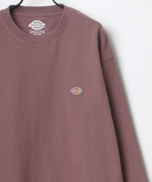 Dickies（ディッキーズ）の「Dickies/ディッキーズ ビッグシルエット ミニロゴワッペン ワンポイント刺繍 ロングスリーブTシャツ/Tトレーナー（Tシャツ/カットソー・メンズ・ホワイト/グリーン/ブラック/ベージュ/ブルー系その他/サックスブルー/ピンク/キャメル/グレイッシュベージュ・XL/L/M）」の9枚目の写真