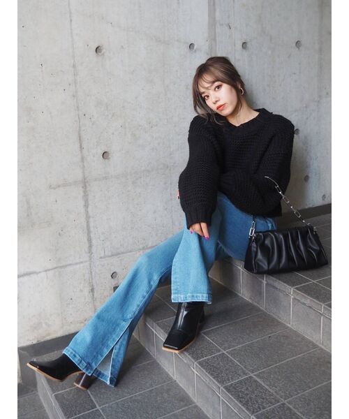 EVRIS（エヴリス）の「タックチェーンショルダーバッグ（ショルダーバッグ・レディース・ブラック/オレンジ/グリーン・FREE）」の5枚目の写真