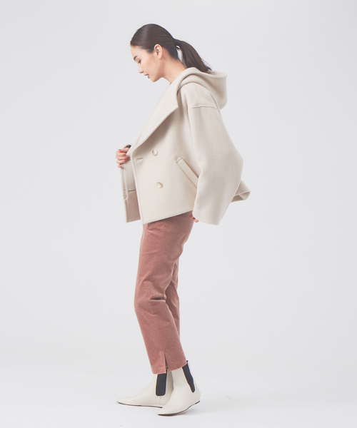 qualite（カリテ）の「スタンドフードウールコート（その他アウター・レディース・チャコールグレー/アイボリー・38/36）」の11枚目の写真