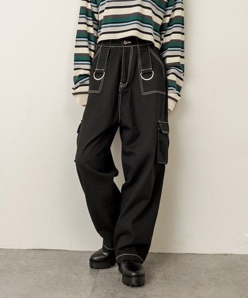 RASVOA(ラスボア)の「Dカン配色パンツ(その他パンツ・レディース・グリーン/ブルー/ブラック・FREE)」の2枚目の写真