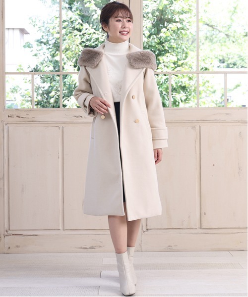 セール】フードファー付 ダブルボタンコート（その他アウター