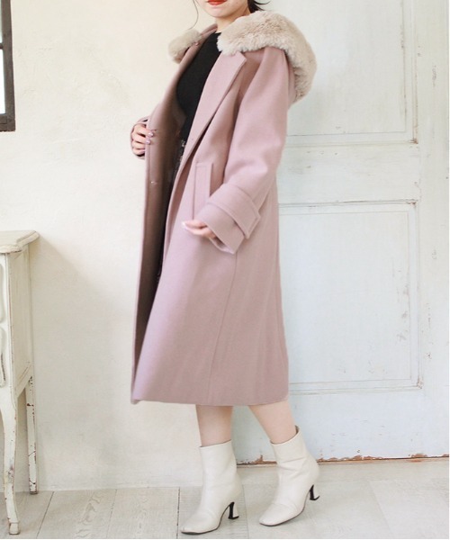 ASTORIA ODIER（アストリアオディール）の「フードファー付　ダブルボタンコート（その他アウター・レディース・ベージュ/ブラウン/ピンク/ラベンダー・SMALL/MEDIUM）」の22枚目の写真