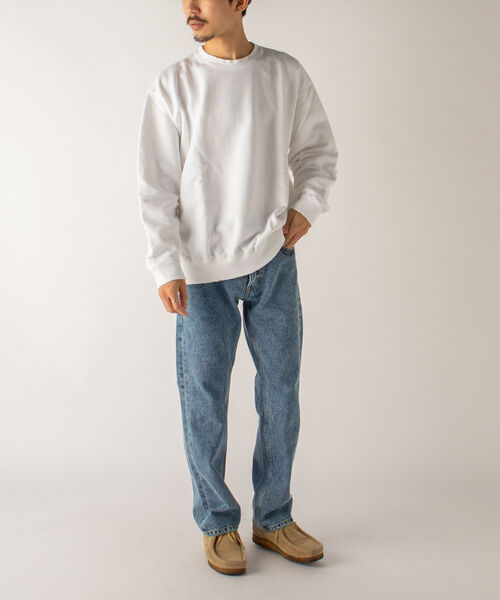 GLOSTER（グロスター）の「【GLOSTER/グロスター】ダメージ加工 クルーネックスウェット（スウェット・メンズ・ホワイト/ブラック・MEDIUM）」の3枚目の写真