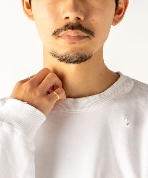 GLOSTER（グロスター）の「【GLOSTER/グロスター】ダメージ加工 クルーネックスウェット（スウェット・メンズ・ホワイト/ブラック・MEDIUM）」の16枚目の写真