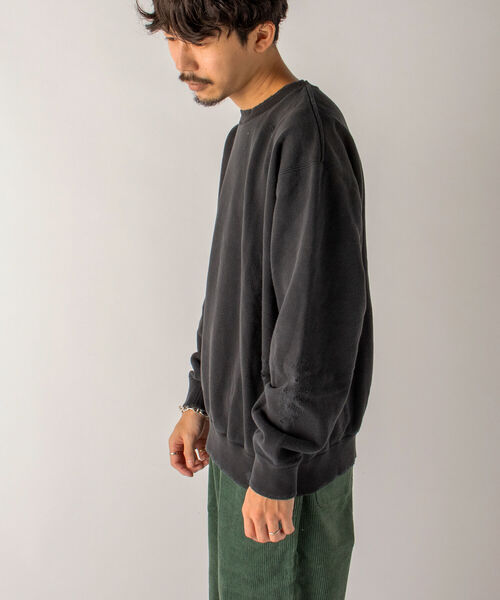 GLOSTER（グロスター）の「【GLOSTER/グロスター】ダメージ加工 クルーネックスウェット（スウェット・メンズ・ホワイト/ブラック・MEDIUM）」の4枚目の写真