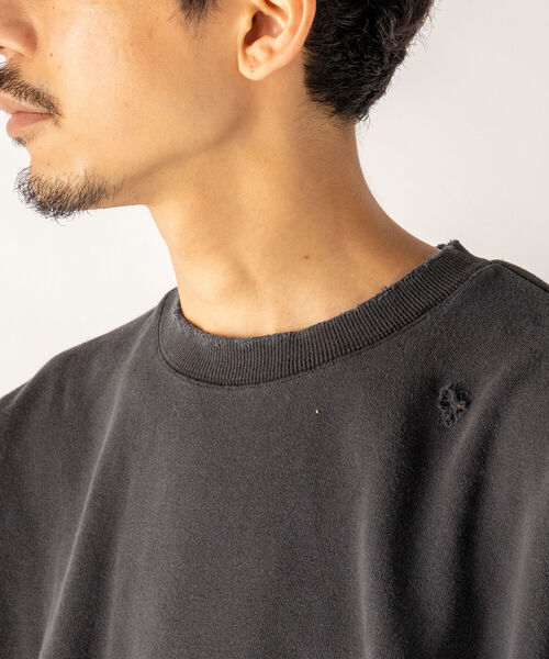 GLOSTER（グロスター）の「【GLOSTER/グロスター】ダメージ加工 クルーネックスウェット（スウェット・メンズ・ホワイト/ブラック・MEDIUM）」の14枚目の写真