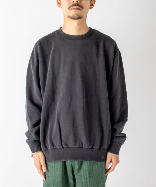 GLOSTER（グロスター）の「【GLOSTER/グロスター】ダメージ加工 クルーネックスウェット（スウェット・メンズ・ホワイト/ブラック・MEDIUM）」の10枚目の写真