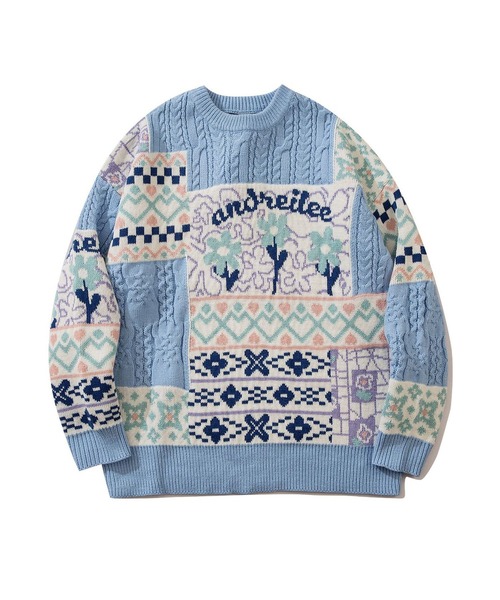 HOOK】パッチワーク模様ニットプルオーバー（ニット/セーター）｜HOOK