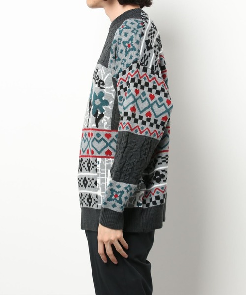 HOOK（フック）の「【HOOK】パッチワーク模様ニットプルオーバー（ニット/セーター・メンズ・ブラック/ベージュ/ブルー・M/XL/XXL/L）」の18枚目の写真
