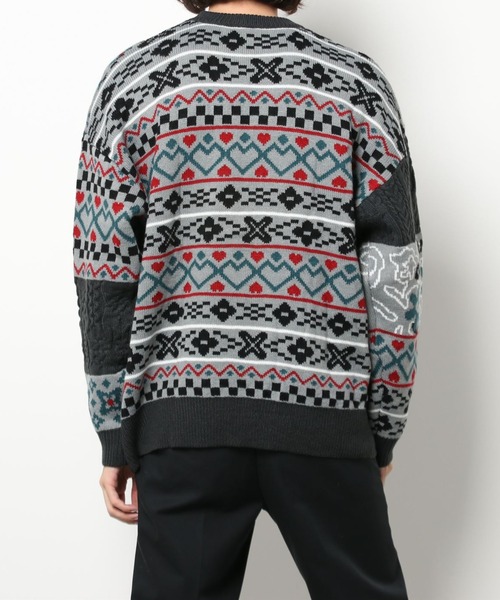 HOOK（フック）の「【HOOK】パッチワーク模様ニットプルオーバー（ニット/セーター・メンズ・ブラック/ベージュ/ブルー・M/XL/XXL/L）」の17枚目の写真