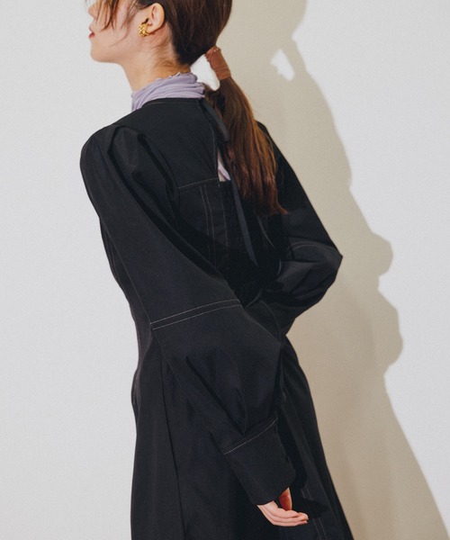 MADEMOISELLE ROPE'(マドモアゼル ロペ)の「バックシャーリングステッチワンピース(ワンピース・レディース・ブラック/ブラウン・38)」の19枚目の写真