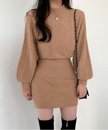 [BELLIDE MADE] ハイネックニットミニワンピース