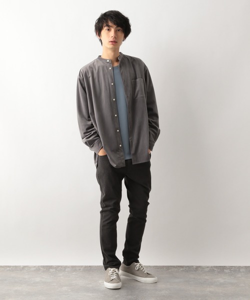 GLOBAL WORK(グローバルワーク)の「スマ楽コーデュロイシャツ/219325(シャツ/ブラウス・メンズ・ネイビー/ライトベージュ/グレー・MEDIUM/LARGE/SMALL)」の4枚目の写真