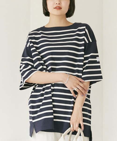 MONT KEMMEL（モンケメル）の「【MONT KEMMEL/モンケメル】BASQUE SHIRTS ボーダーTEE（Tシャツ/カットソー・レディース・ホワイト/チャコールグレー/ネイビー/ブルー/オレンジ/ターコイズブルー・40/38/42/36）」の4枚目の写真