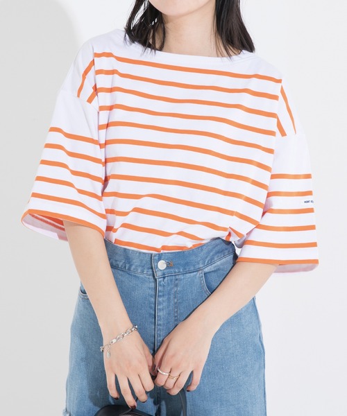 MONT KEMMEL（モンケメル）の「【MONT KEMMEL/モンケメル】BASQUE SHIRTS ボーダーTEE（Tシャツ/カットソー・レディース・ホワイト/チャコールグレー/ネイビー/ブルー/オレンジ/ターコイズブルー・40/38/42/36）」の6枚目の写真