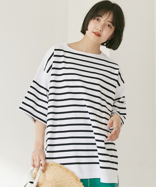 MONT KEMMEL（モンケメル）の「【MONT KEMMEL/モンケメル】BASQUE SHIRTS ボーダーTEE（Tシャツ/カットソー・レディース・ホワイト/チャコールグレー/ネイビー/ブルー/オレンジ/ターコイズブルー・40/38/42/36）」の8枚目の写真