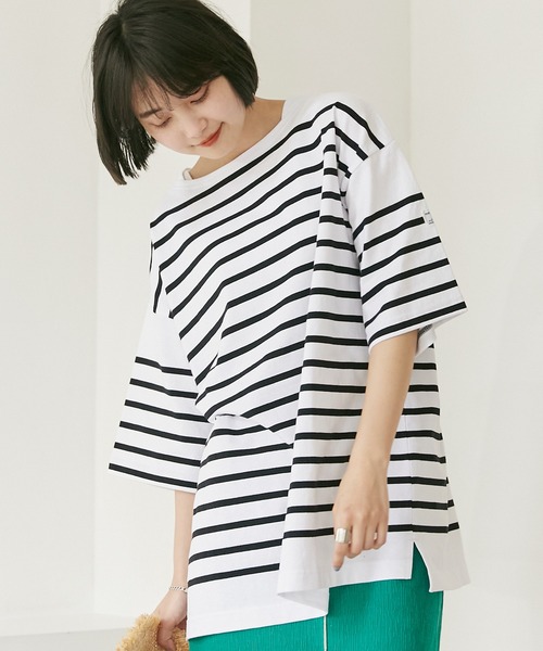 MONT KEMMEL（モンケメル）の「【MONT KEMMEL/モンケメル】BASQUE SHIRTS ボーダーTEE（Tシャツ/カットソー・レディース・ホワイト/チャコールグレー/ネイビー/ブルー/オレンジ/ターコイズブルー・40/38/42/36）」の7枚目の写真