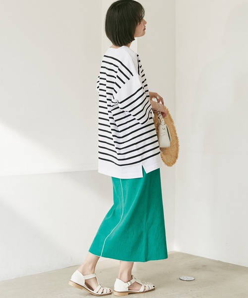 MONT KEMMEL（モンケメル）の「【MONT KEMMEL/モンケメル】BASQUE SHIRTS ボーダーTEE（Tシャツ/カットソー・レディース・ホワイト/チャコールグレー/ネイビー/ブルー/オレンジ/ターコイズブルー・40/38/42/36）」の14枚目の写真