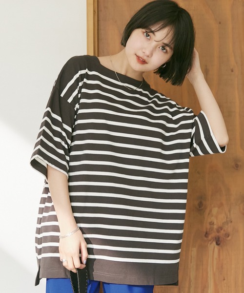 MONT KEMMEL（モンケメル）の「【MONT KEMMEL/モンケメル】BASQUE SHIRTS ボーダーTEE（Tシャツ/カットソー・レディース・ホワイト/チャコールグレー/ネイビー/ブルー/オレンジ/ターコイズブルー・40/38/42/36）」の16枚目の写真