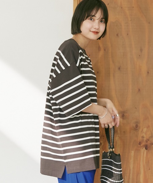 MONT KEMMEL（モンケメル）の「【MONT KEMMEL/モンケメル】BASQUE SHIRTS ボーダーTEE（Tシャツ/カットソー・レディース・ホワイト/チャコールグレー/ネイビー/ブルー/オレンジ/ターコイズブルー・40/38/42/36）」の17枚目の写真