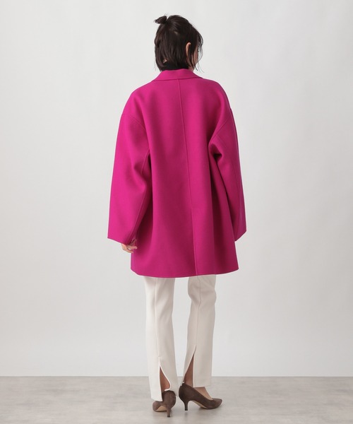 Ezick(エジック)の「リバーメルトンミドルコート(ステンカラーコート・レディース・ピンク/ブラック/ホワイト・SMALL/MEDIUM)」の10枚目の写真