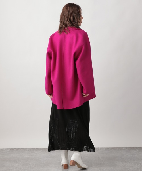 Ezick(エジック)の「リバーメルトンミドルコート(ステンカラーコート・レディース・ピンク/ブラック/ホワイト・SMALL/MEDIUM)」の14枚目の写真