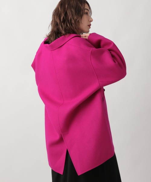 Ezick(エジック)の「リバーメルトンミドルコート(ステンカラーコート・レディース・ピンク/ブラック/ホワイト・SMALL/MEDIUM)」の5枚目の写真