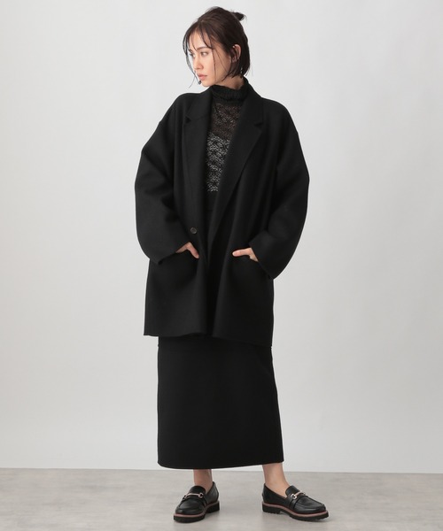 Ezick(エジック)の「リバーメルトンミドルコート(ステンカラーコート・レディース・ピンク/ブラック/ホワイト・SMALL/MEDIUM)」の21枚目の写真