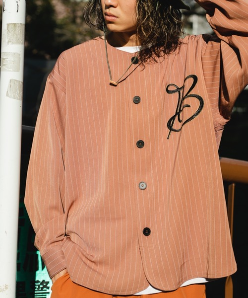 BROKEN BASE（ブロークンベース）の「ベースボールシャツ（シャツ/ブラウス・メンズ・ネイビー/ベージュ・LARGE/MEDIUM）」の2枚目の写真