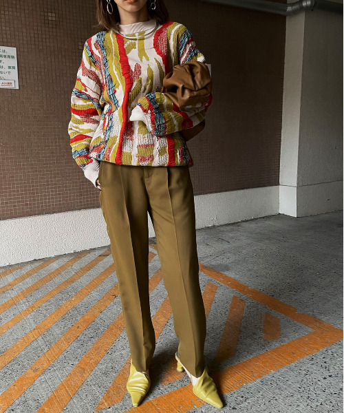 Ameri（アメリ）の「SQUAMOUS TEXTILE TAPERED PANTS（スラックス・レディース・ブラック/カーキ/オレンジ・SMALL/MEDIUM/X-SMALL）」の4枚目の写真