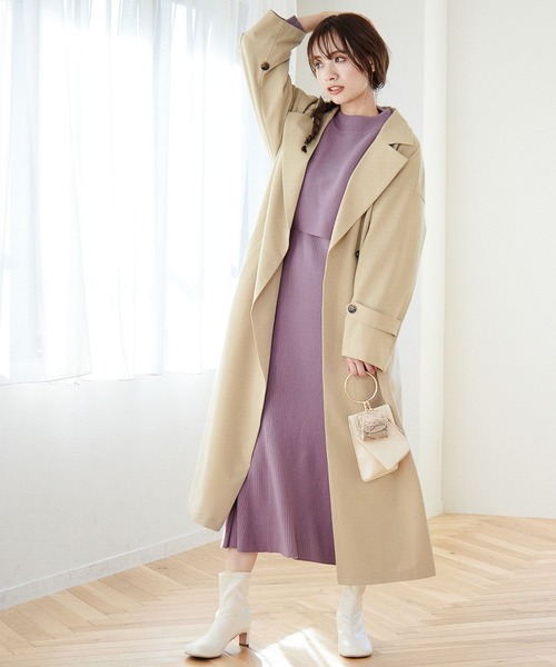 mysty woman(ミスティウーマン)の「花粉が落ちやすいうれしい機能も ユルロングトレンチコート 261887(トレンチコート・レディース・ベージュ/ライトカーキ・FREE)」の13枚目の写真