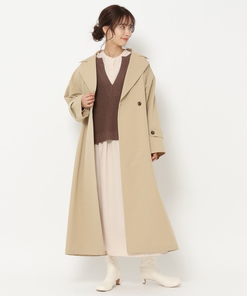 mysty woman(ミスティウーマン)の「花粉が落ちやすいうれしい機能も ユルロングトレンチコート 261887(トレンチコート・レディース・ベージュ/ライトカーキ・FREE)」の7枚目の写真